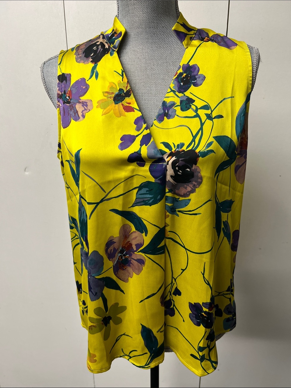 CAbi Yellow Floral Sleeveless V-Neck Camisole